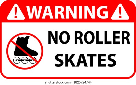 No roller skates sign prohibition warning on white background vector illustration for print Eps 10.