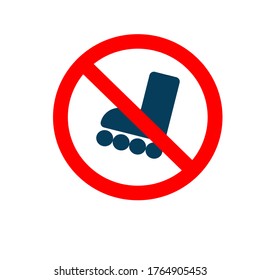 No roller skating prohibition vector sign in the red circle. Sticker. Vector illustration on a white background