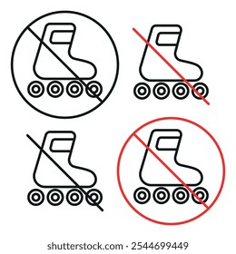 No hay icono de línea de patines que prohíba el Vector de signos Clipart