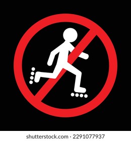 no rollerblading black sign or symbol, vector illustration 