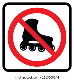 No Roller-skate. prohibition sign  vector illustration.