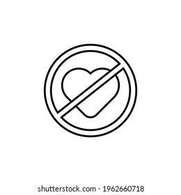 Icono sin romance, icono de ayuno en estilo de línea negra plana, aislado en fondo blanco 