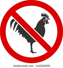 No rooster vector icon. Flat No rooster symbol is isolated on a white background.