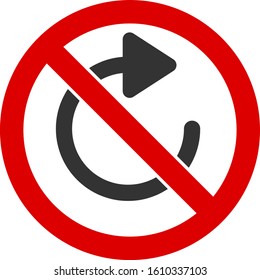 No rotation vector icon. Flat No rotation pictogram is isolated on a white background.