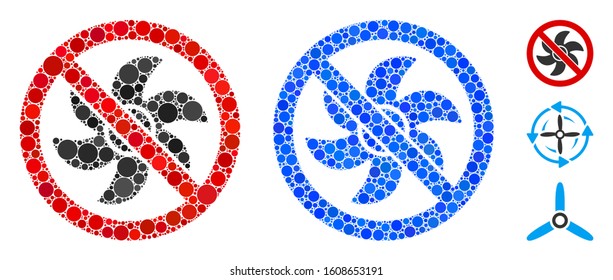 No rotor composition of circle elements in different sizes and color hues, based on no rotor icon. Vector round elements are united into blue composition.
