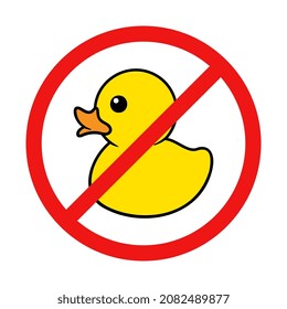 No Rubber Duck Sign on White Background