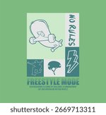 No Rules, Freestyle Mode Skateboarding design sport vector illustration