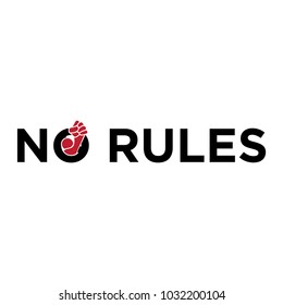 no rules sign and abstract human with fist raied up