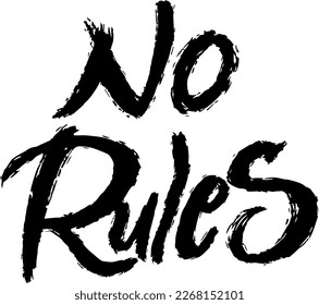 No rules - slogan typography with cracks texture. Good for college t-shirt design, greeting cards, flyers, social media, etc. Trendy apparel print in college style. Vector illustration.