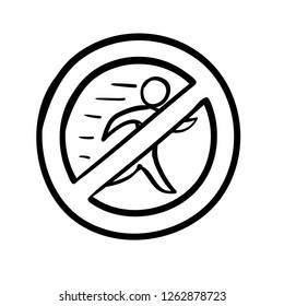 no run sign icon vector doodle drawing 