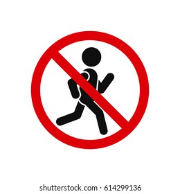 No run sign on white background, vector isolated illustration.