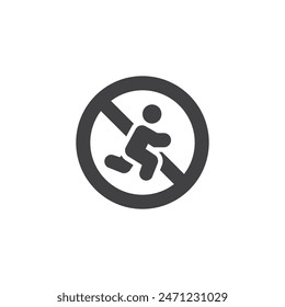 No Run Sign Vector. Relleno de la señal plana para concepto móvil y Diseño web. Icono de glifo Sin ejecución. Símbolo, ilustración del logotipo. Vector gráfico