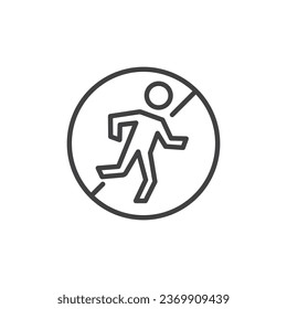 No running line icon. linear style sign for mobile concept and web design. Do not run sign outline vector icon. Symbol, logo illustration. Vector graphics