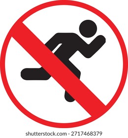 Symbol "Kein Running-Zeichen" - Symbol nicht ausführen, Warngrafik mit Running Verboten, Sicherheitsschilder für Schulflure, Krankenhäuser, Büros, Schwimmbäder, Baustellen und Restriktionsbereiche