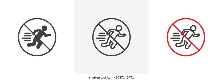 No Running Sign Isolated Line Icon Style Design. Simple Vector Illustration