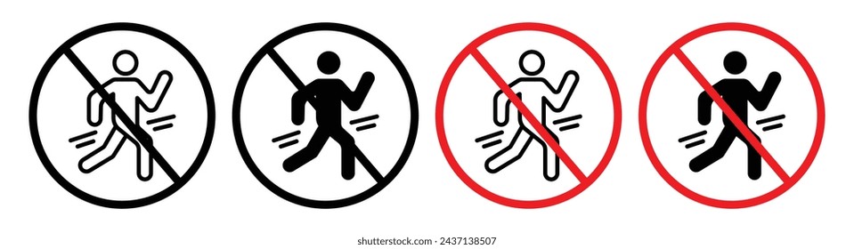 No Running Sign Line Icon. Activity Caution icon in outline and solid flat style.