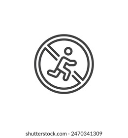 No Running Sign line icon. linear style sign for mobile concept and web design. No Run outline vector icon. Symbol, logo illustration. Vector graphics