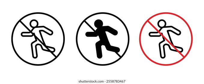 No running sign vector set