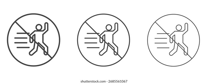 No running signs - editable stroke vector illustration