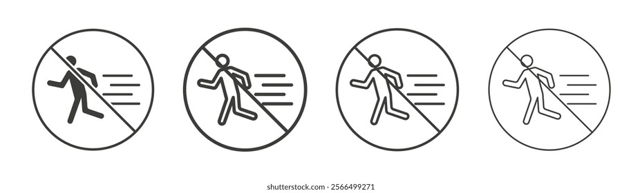 No running signs flat and linear vector illustration on white background.