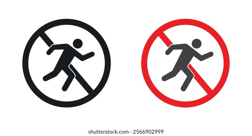 No running signs set in black and colored