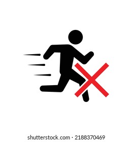 No Running Vector Icon. Flat No Running Symbol Is Isolated On A White Background. Vector Illustration