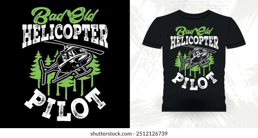 No Runways No Problem Funny Flying Helicopter Retro Vintage Pilot Helicopter T-shirt Design
