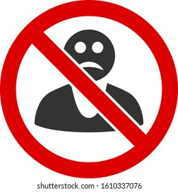 No sad person vector icon. Flat No sad person pictogram is isolated on a white background.
