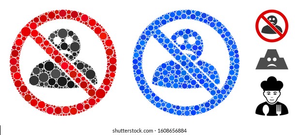 No sad user composition of small circles in variable sizes and color hues, based on no sad user icon. Vector small circles are grouped into blue mosaic.