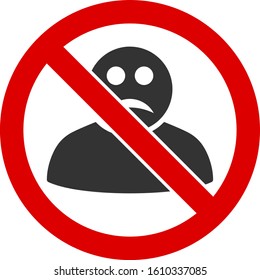 No sad user vector icon. Flat No sad user pictogram is isolated on a white background.