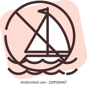 No hay vela en la playa y la piscina, ilustración, vector sobre fondo blanco.