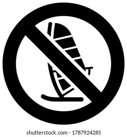 No sailing forbidden sign, modern round sticker