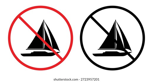 Nenhum Ícone De Sinal De Navegação, Símbolo De Aviso Proibido De Barco, Ilustração De Vetor De Restrição Marinha.