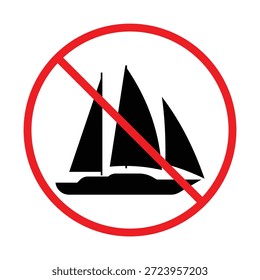 Nenhum Ícone De Sinal De Navegação, Símbolo De Aviso Proibido De Barco, Ilustração De Vetor De Restrição Marinha.