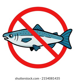 No Salmon Sign on White Frame