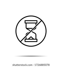 No hay icono de reloj de arena. Línea delgada simple, contorno vector de prohibición del tiempo, prohibición, embargo, interdicción, íconos de prohibición para ui y ux, sitio web o aplicación móvil