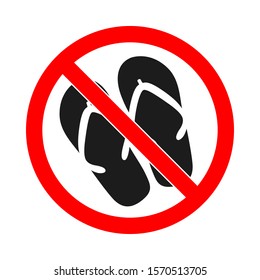 No sandals. No flip flops sign. No flippers sign. Flip flops not allowed. Vector stock illustration.