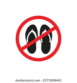 No sandals sign flat line symbol set.