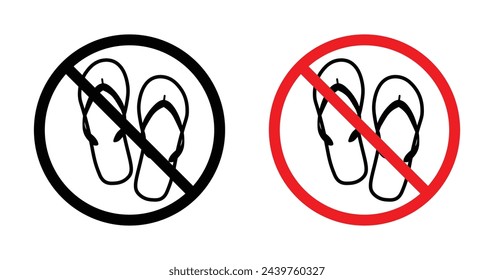 No sandals sign. slipper not allowed vector symbol. off your sandals warning sign. off your slipper symbol.