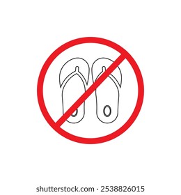 No sandals sign. slipper not allowed vector symbol. off your sandals warning sign. off your slipper symbol.