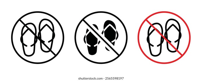 No sandals sign vector in black and red colors