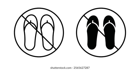 No sandals sign vector in black and red colors