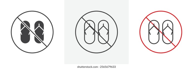 No sandals sign vector in black and colored versions