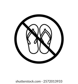 No sandals sign vector in black colors