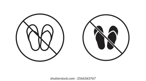 No sandals sign vector in line stroke and flat versions