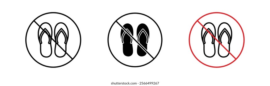 No sandals signs flat and linear vector illustration on white background.