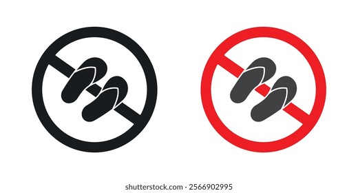 No sandals signs set in black and colored