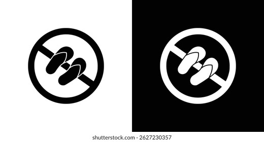 No sandals signs vector, solid illustration, pictogram