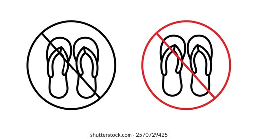 No sandals signs vectors on white background.