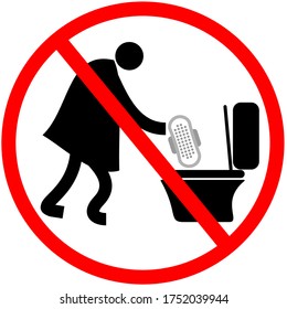 No Sanitary Pad down the Toilet, sign